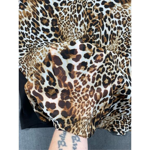 Leopard Print Back High Low Tank Top Women 1X Black Brown Sleeveless Blouse‎ - Picture 7 of 9